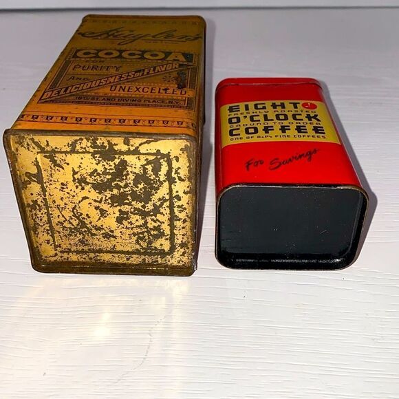 Antique Huylers Caracas Cocoa Tin And Vintage Small Eight O'Clock Coffee Tin - Picture 7 of 12
